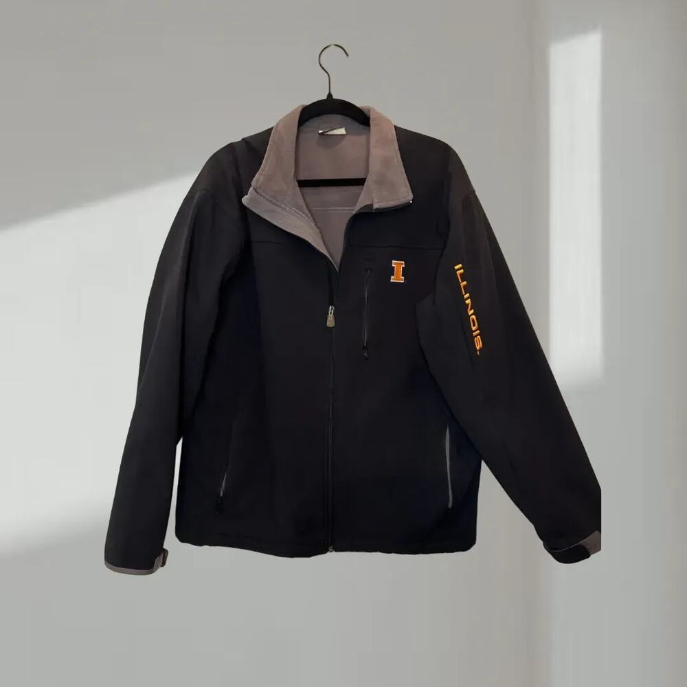 ESPNU “Illinois” Softshell Jacket – Black/Grey (XL)